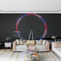 London giant Wheel colorful wallpaper impressive Reflecting image.