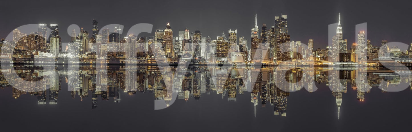 Wall decor evoking the beauty of a city after dark.

