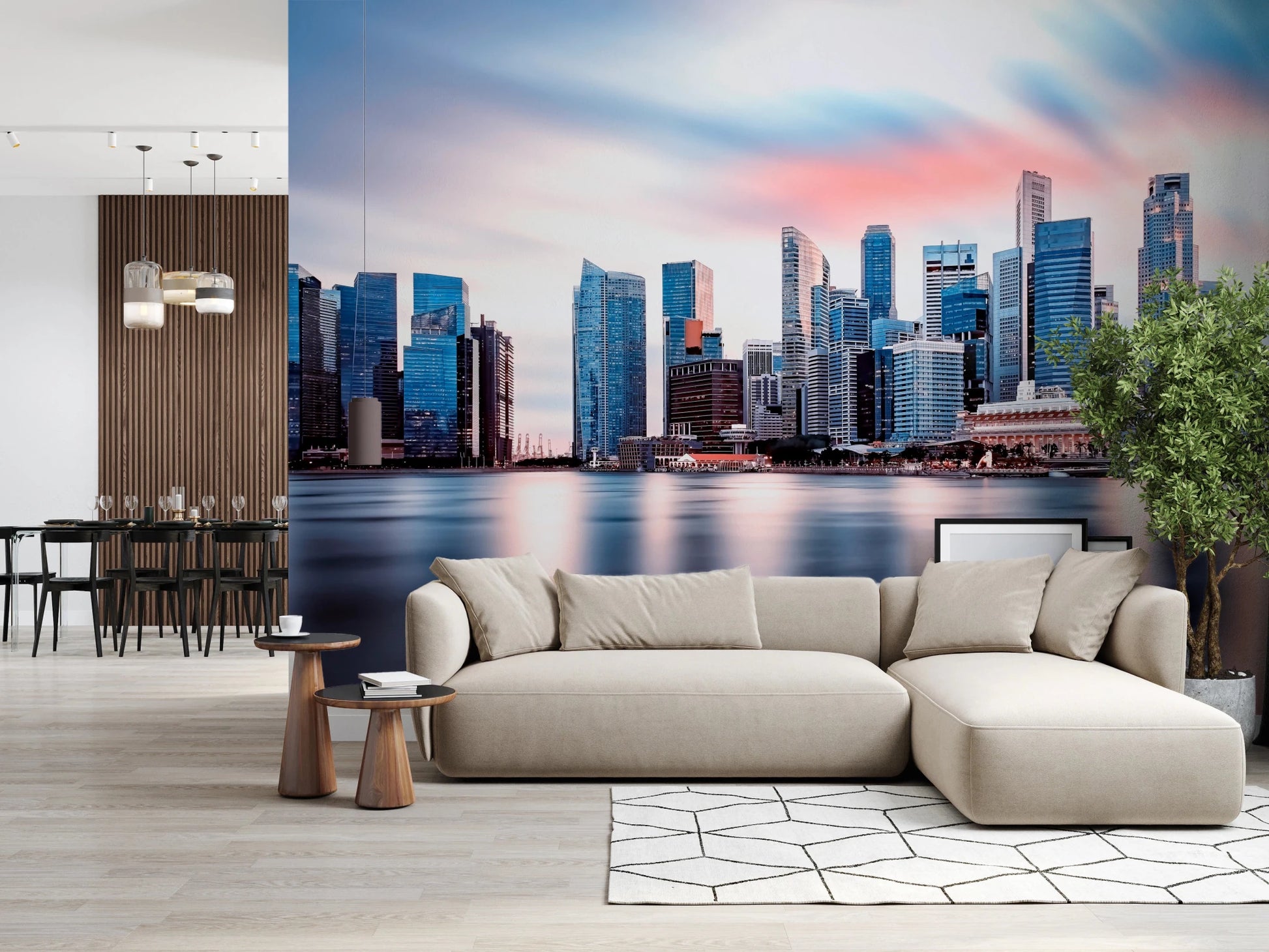 Reflective Metropolis Wall Mural
