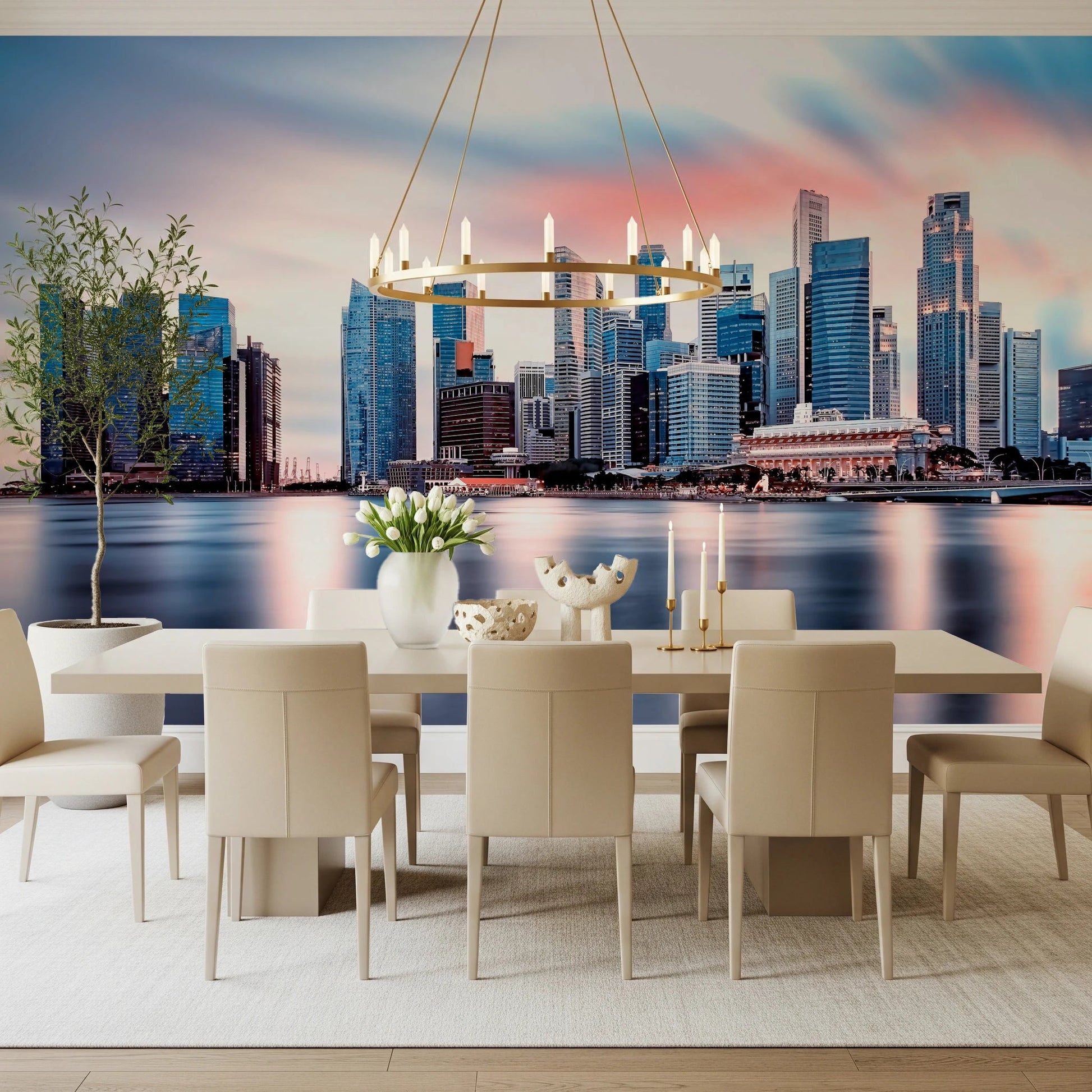 Reflective Metropolis Wall Mural