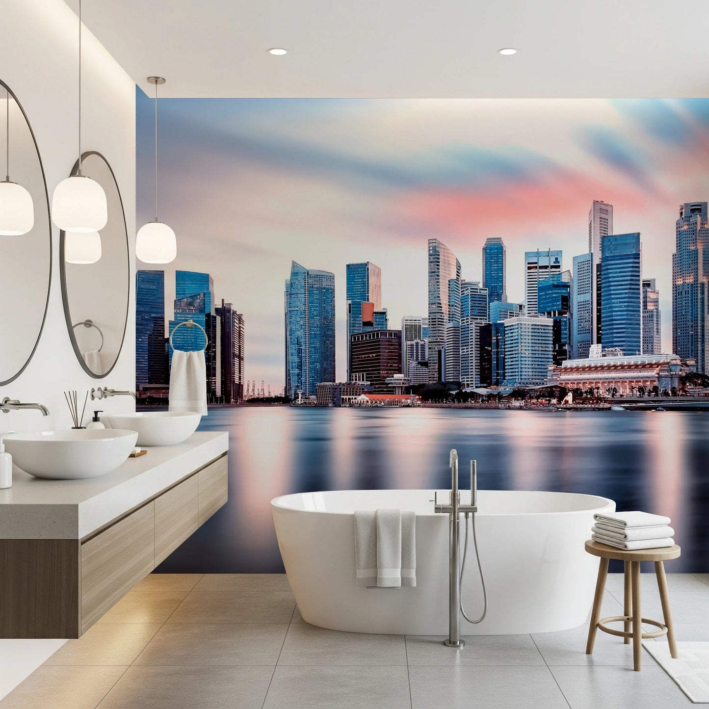 Reflective Metropolis Wall Mural
