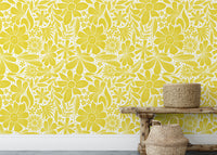 Elegant wallpaper showcasing delicate yellow happy blooms.
