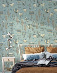 Whimsical wallpaper featuring delightful naive bloom designs.
