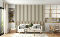 Elegant botanical wallpaper mural suitable for living spaces