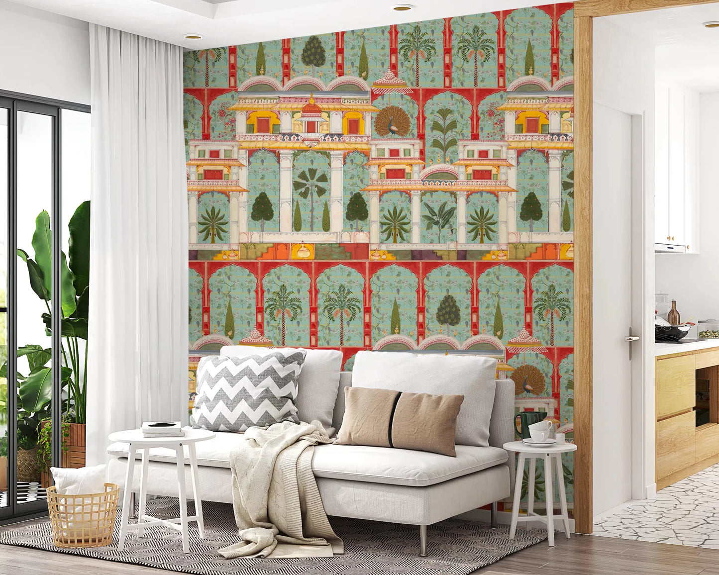 Update a hallway with the Regal Mughal Garden wall mural patterns.