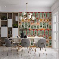 This Regal Mughal Garden wall mural adds character to a formal dining room.