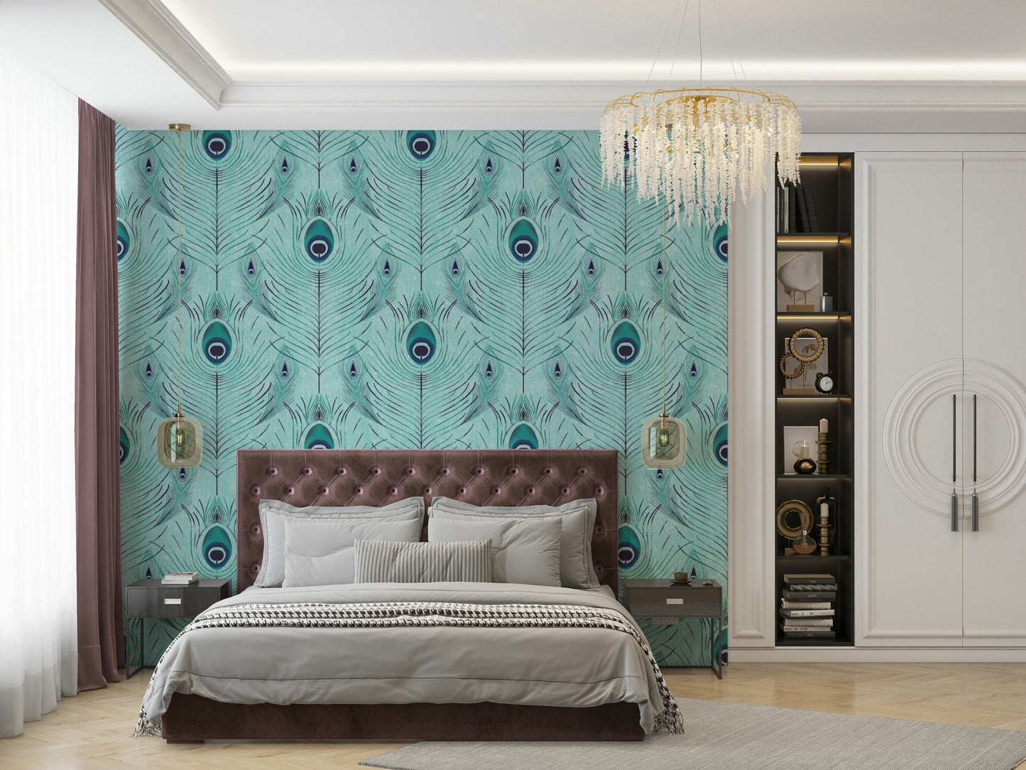Elegant peacock pattern wall design


