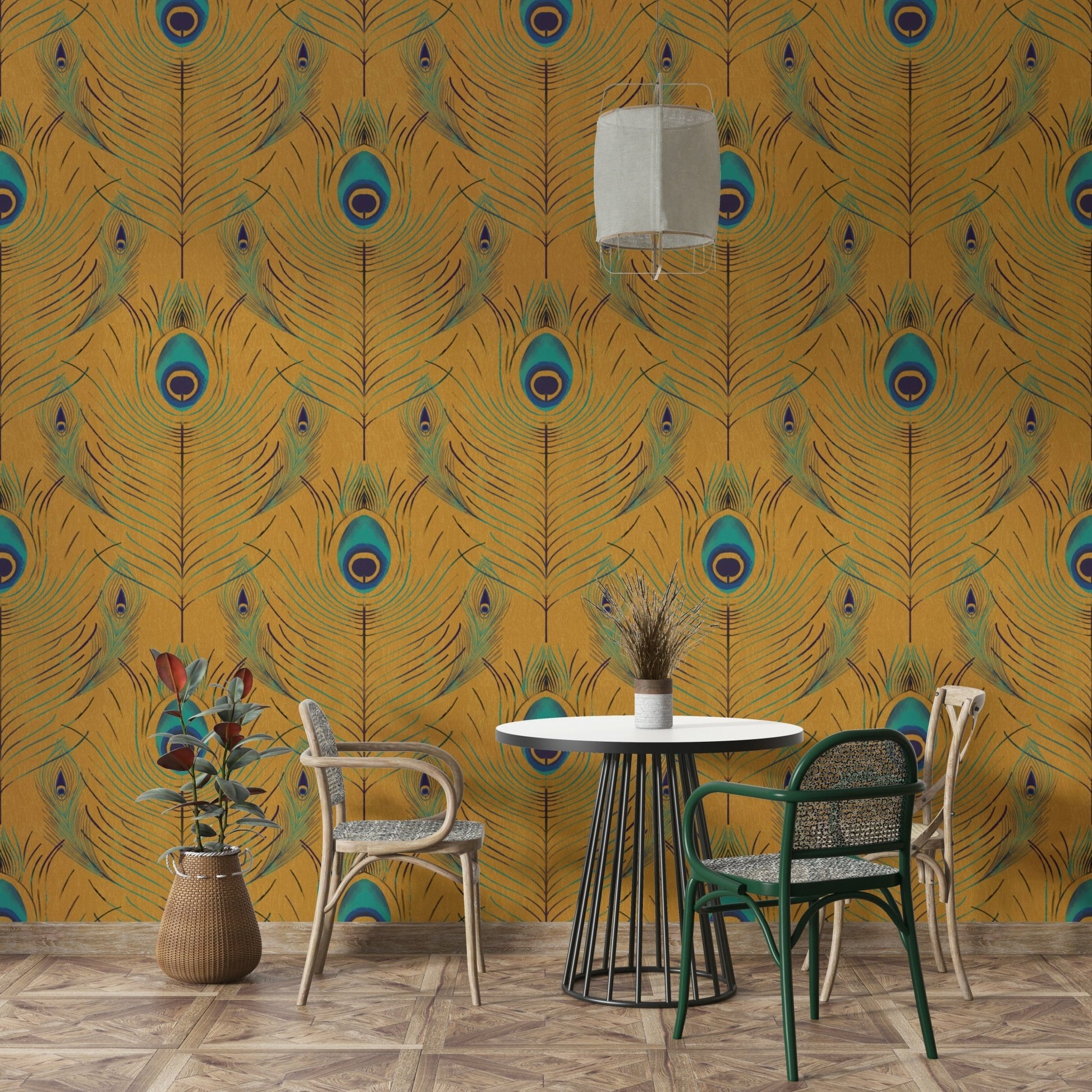 Regal gold feather mural for walls

