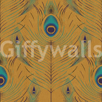 Decorative gold feather wall mural

