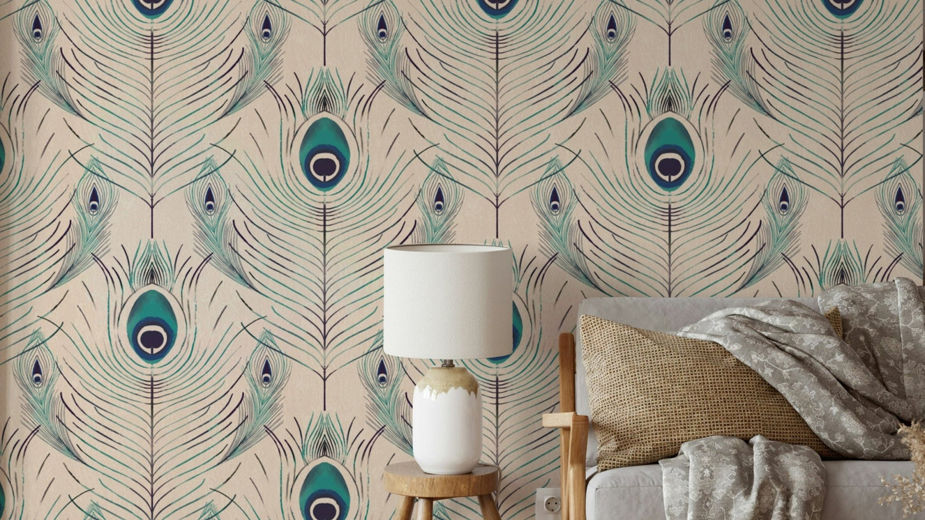 Regal peacock feather wallpaper design

