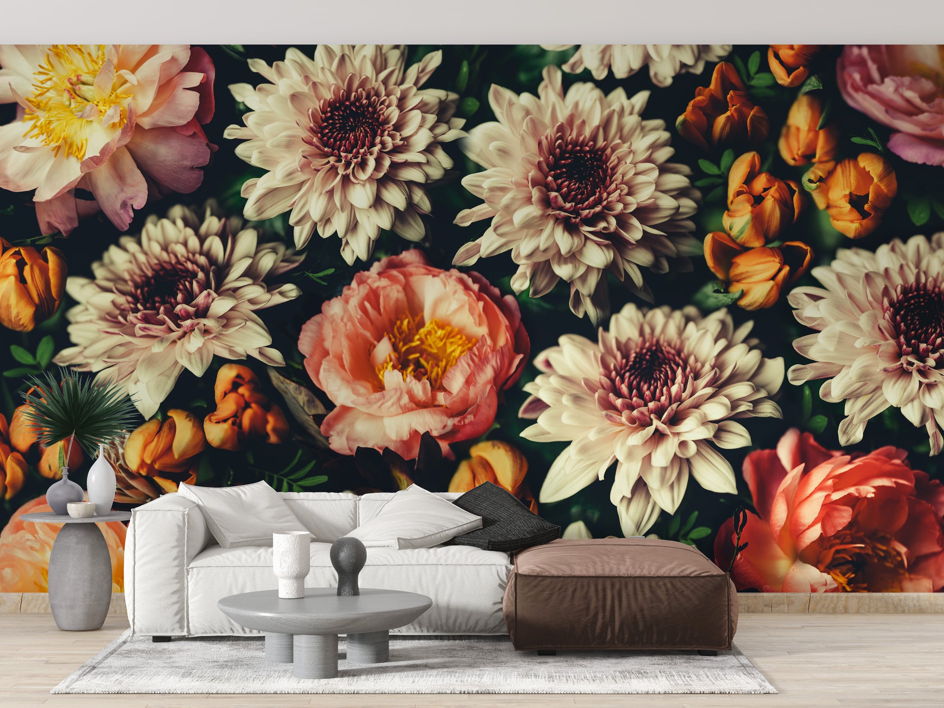 Wild floral removable wallpaper design