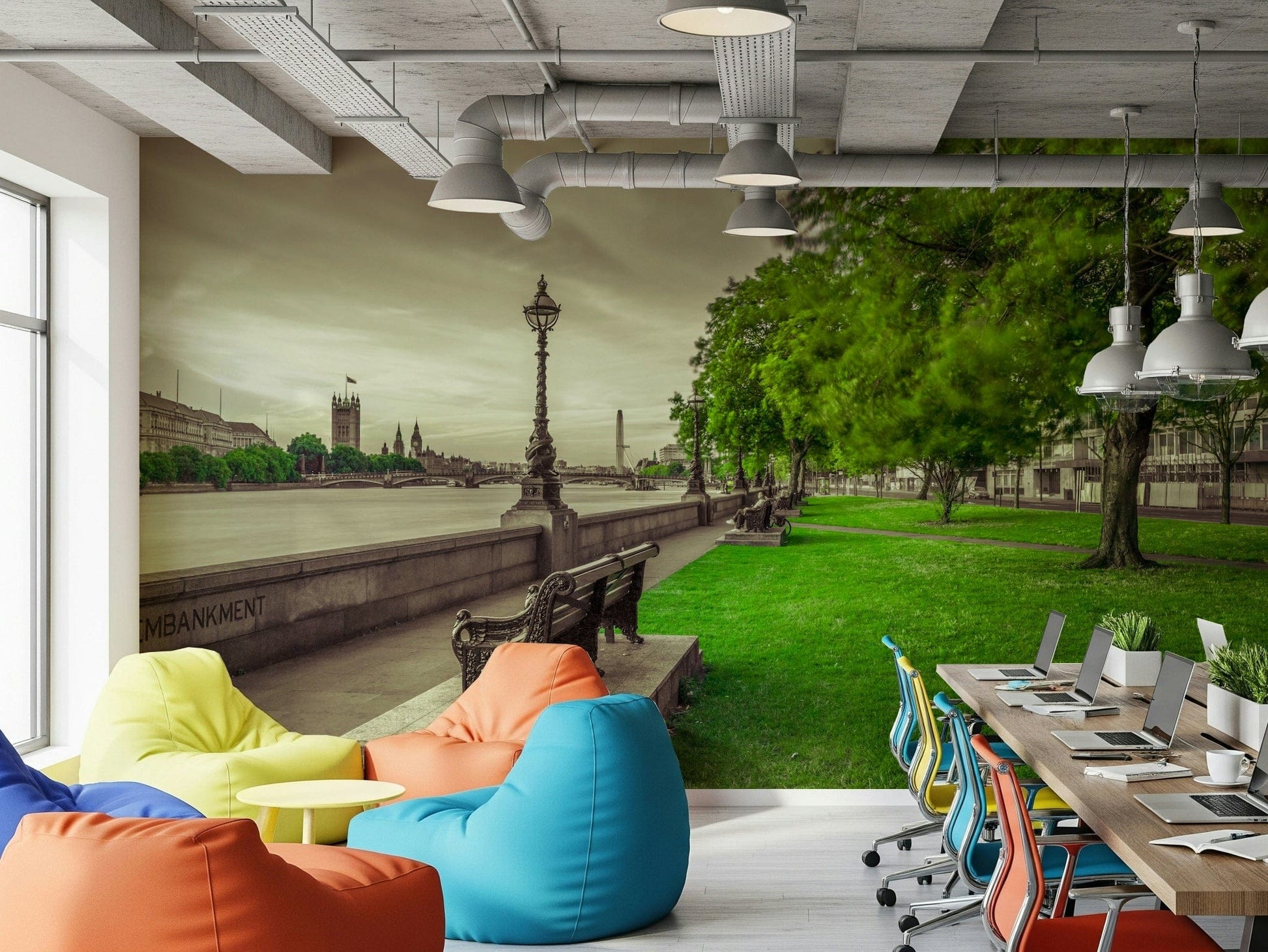 Romantic vintage aesthetic of Restful Moments by the Thames scene.