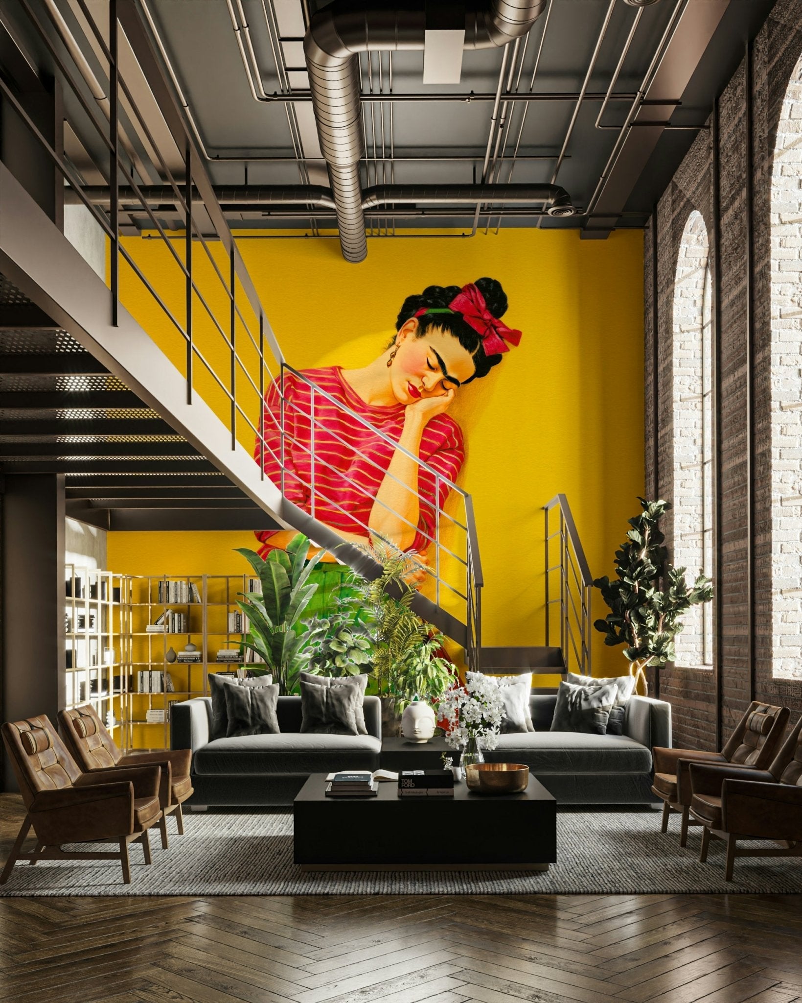 Contemporary bedroom with Restful Reverie mural

