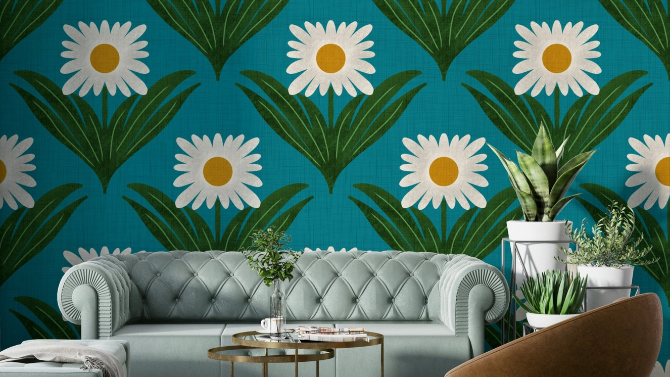 A vibrant and energetic retro wallpaper pattern.
