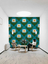 The design has a strong 1970s "flower power" aesthetic.
