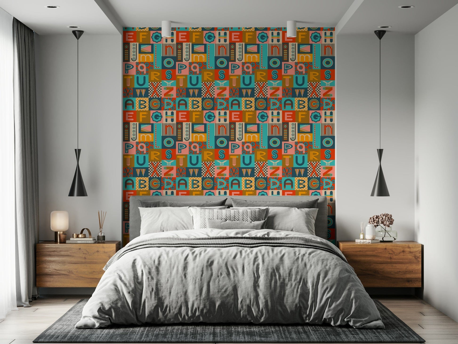 ABCs Postmodern Lettering wallpaper wicked retro palette stylish educational graphic dope.
