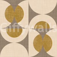 Clean geometric layout with repeating half-circle and full-circle shapes in warm and neutral tones