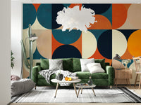 An artistic minimalist shape mural for home decor.
