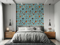 Vibrant Atomic Retro Design, Nostalgic Pop Culture Wallpaper.