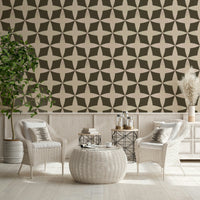 Vintage inspired bloom pattern wallpaper in warm hues
