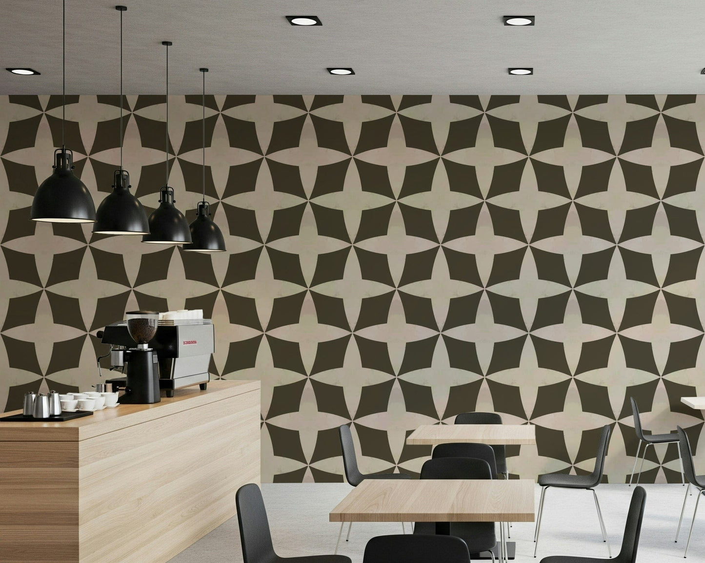 Mid century floral echo wallpaper in earthy neutrals