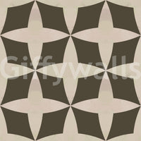 Graphic retro floral wallpaper in cream and olive