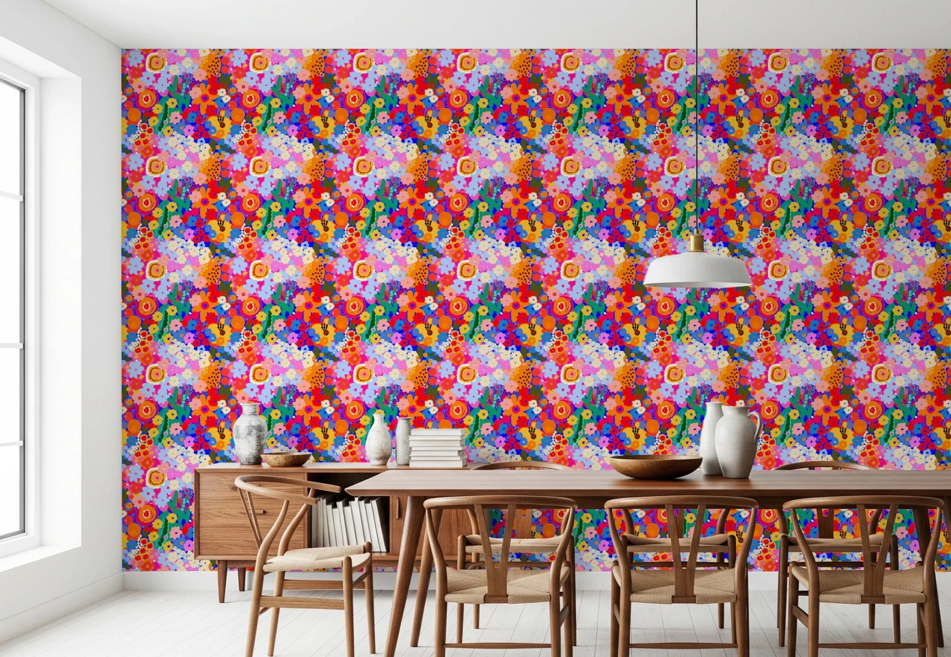 Retro Bloom Flower Fruit Burst Wallpaper⁠