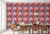 Retro Bloom Flower Fruit Burst Wallpaper⁠