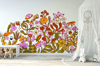 Stylized blossom wall mural style

