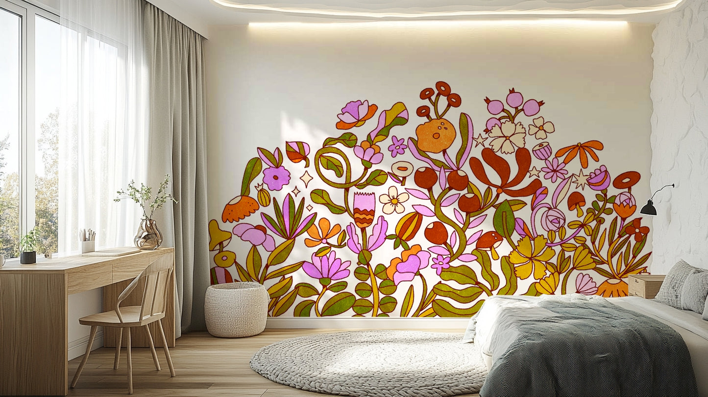 Bold bloom mural wallpaper art

