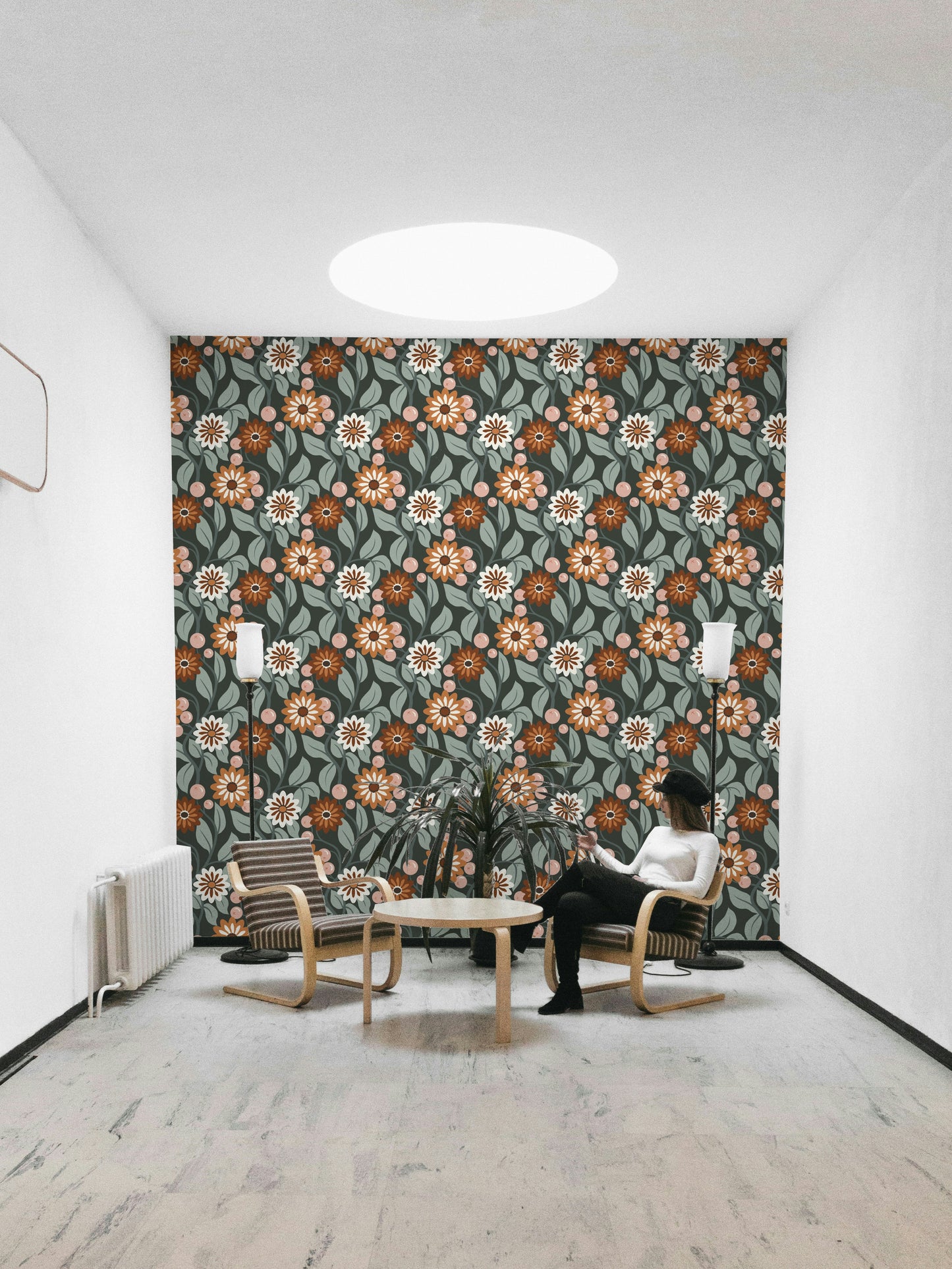 Vintage flower wall mural pattern

