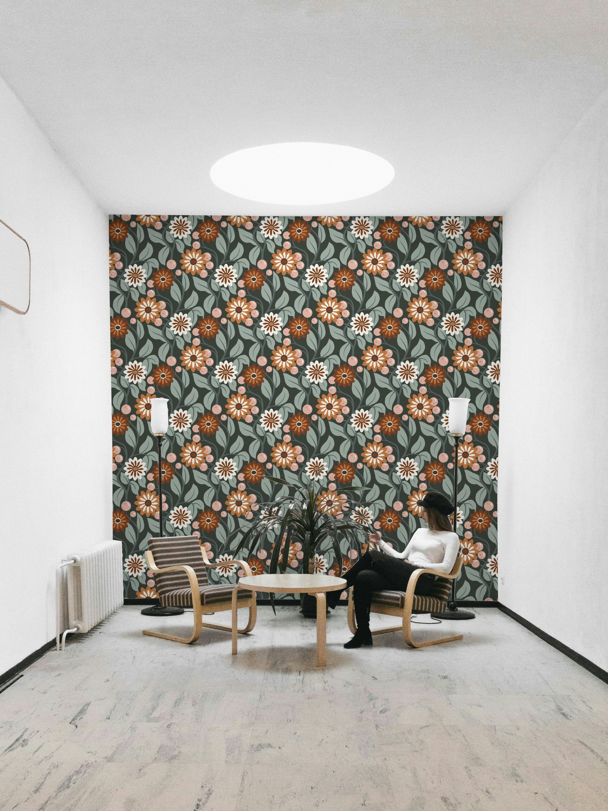 Vintage flower wall mural pattern

