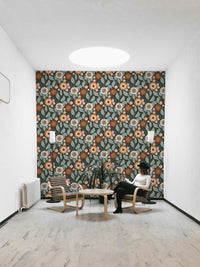 Vintage flower wall mural pattern

