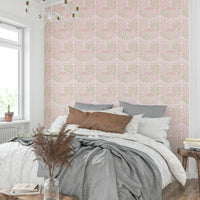 Colorful retro blossoms on stylish wallpaper

