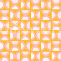Retro Blush Arcs Wall Mural in yellow and pink wallpaper mural
