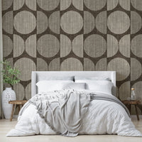 A beautiful rustic geometric wall mural for a living room.

