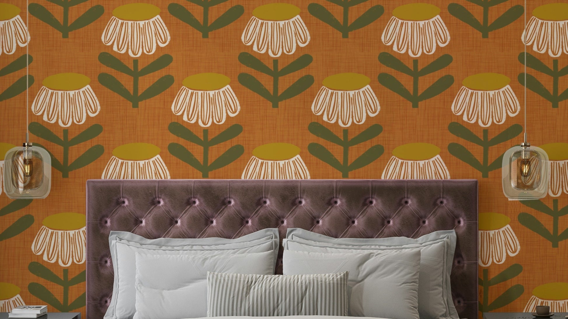 Burnt orange daisy wall mural

