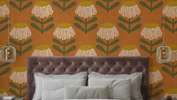 Burnt orange daisy wall mural


