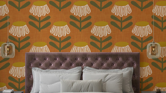 Burnt orange daisy wall mural

