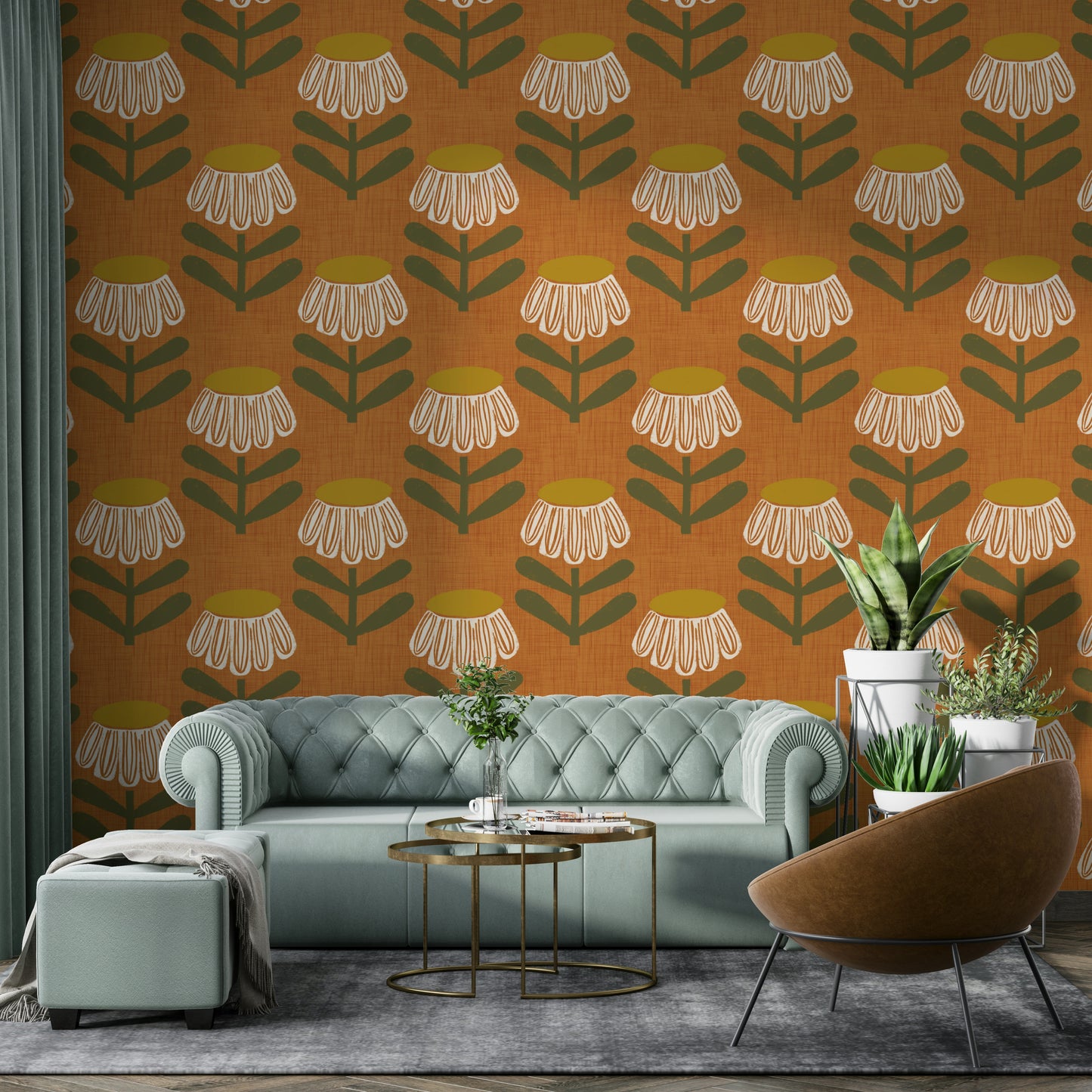 Mid century daisy wallpaper

