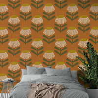 Retro floral mural wallpaper

