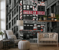 Retro City Murals artwork, classic automobile graphic, ideal wallpaper for walls.