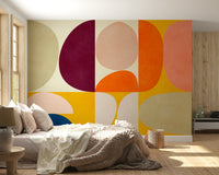 A calming abstract design wallpaper mural that defines a space.