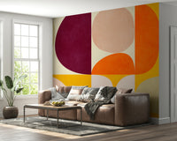 An artistic minimalist form mural for home decor.
