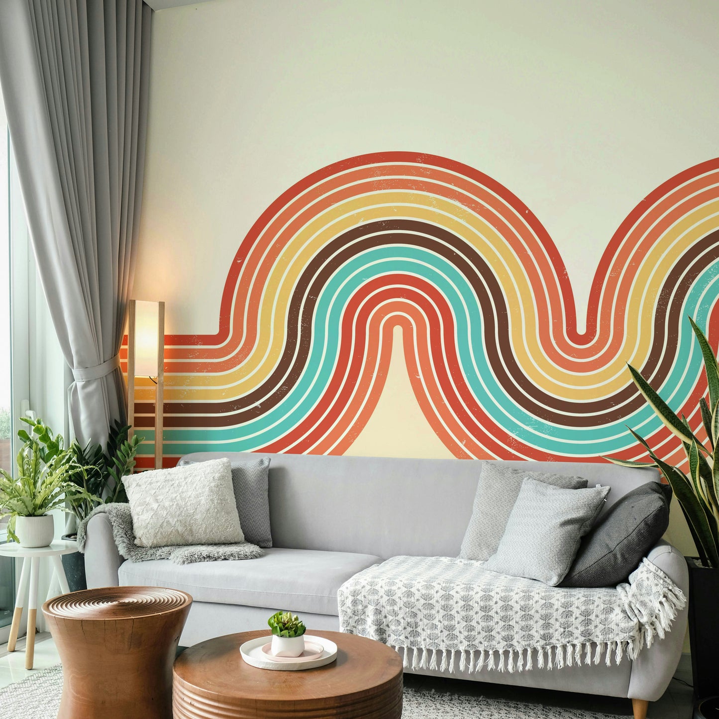Retro Curvy Lines 3 Wall Mural