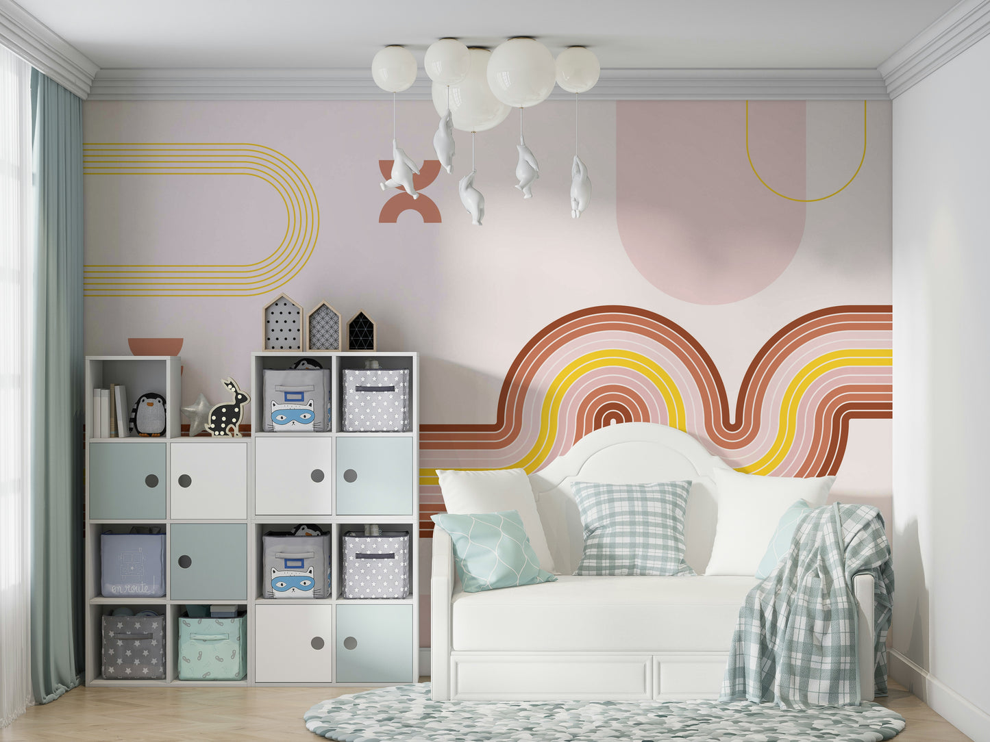 Retro Curves and Boho Wall Design Print

