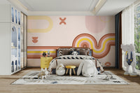 Retro Curvy Line Mural with Boho Vibes

