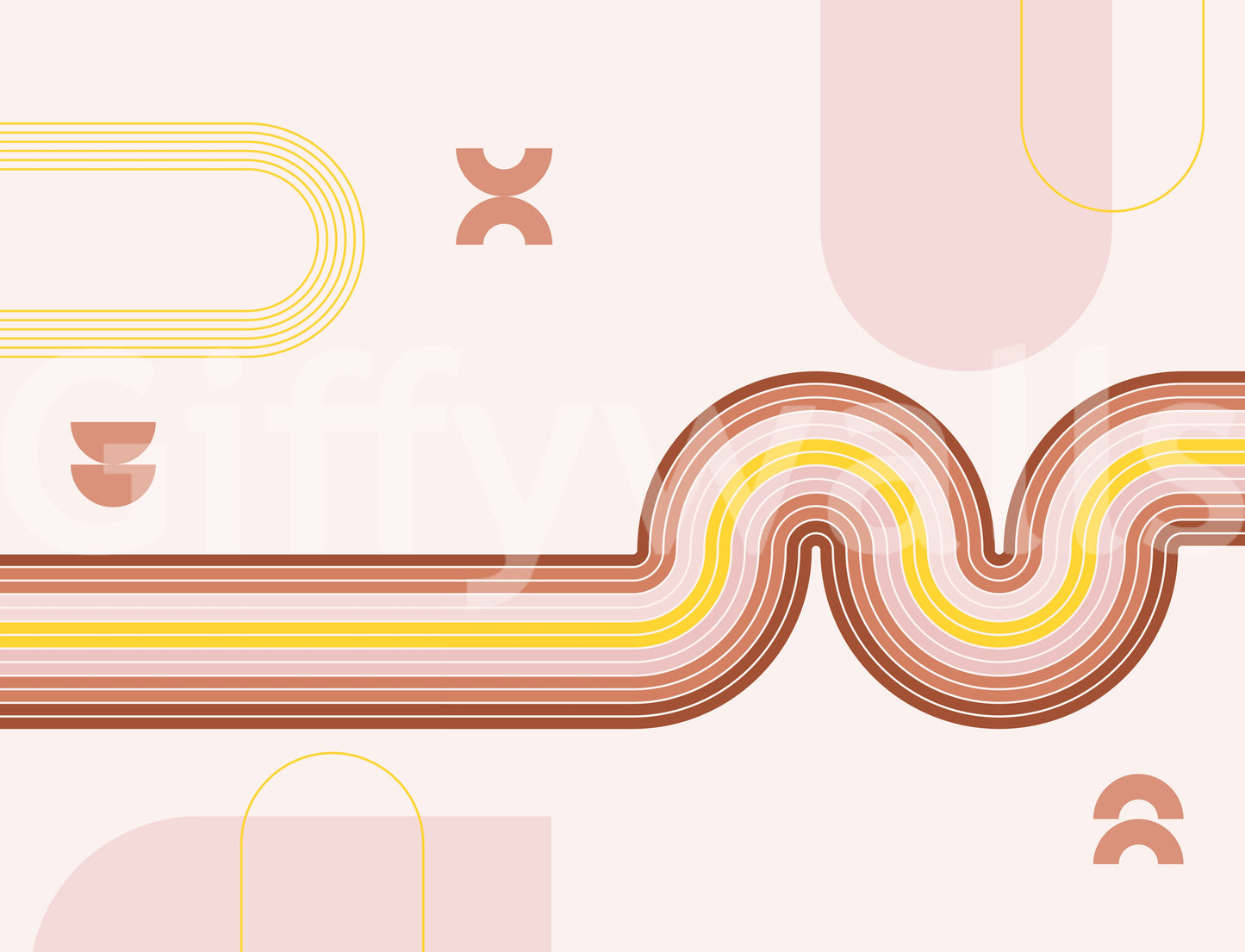 Retro Curvy Lines Boho Wall Mural