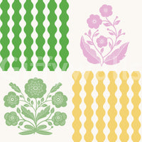 High-resolution retro floral block pattern.

