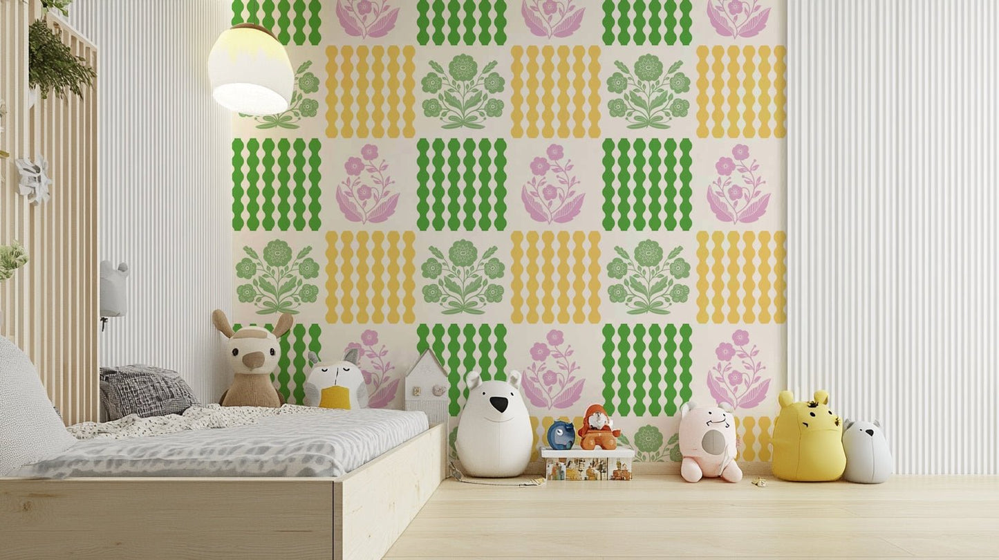 Harmonious blend of cheerful yet muted colors.

